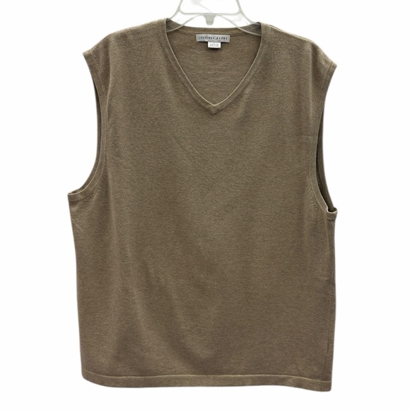 Geoffrey Beene Tan V Neck Mens Sweater Vest Size Large - Picture 2 of 6